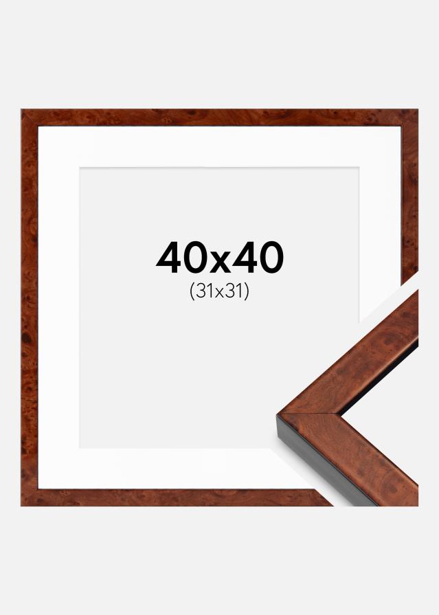 Cadre Hermes Noyer 40x40 cm - Passe-partout Blanc 32x32 cm