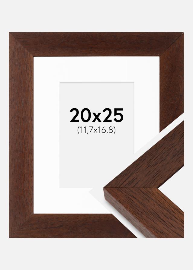 Cadre Juno Teak 20x25 cm - Passe-partout Blanc 5x7 inches