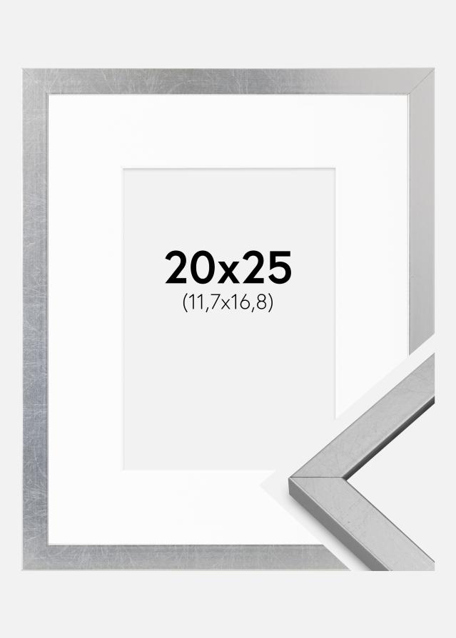 Cadre Minerva Argent 20x25 cm - Passe-partout Blanc 5x7 inches