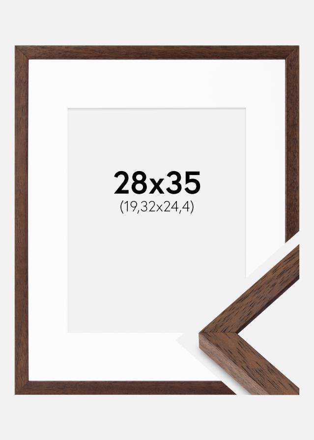 Cadre Ares Teak 28x35 cm - Passe-partout Blanc 8x10 inches