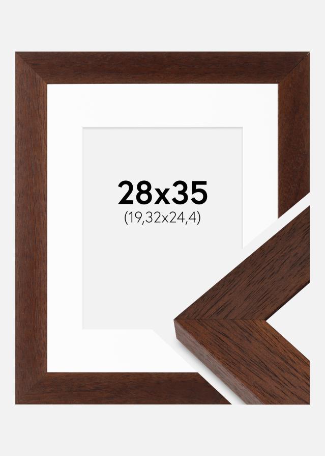 Cadre Juno Teak 28x35 cm - Passe-partout Blanc 8x10 inches