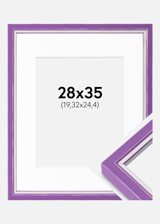Cadre Diana Violet 28x35 cm - Passe-partout Blanc 8x10 inches