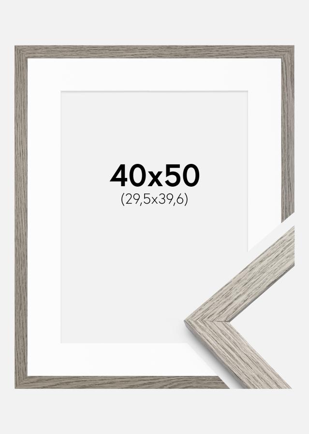 Cadre Stilren Chêne gris 40x50 cm - Passe-partout Blanc 12x16 inches