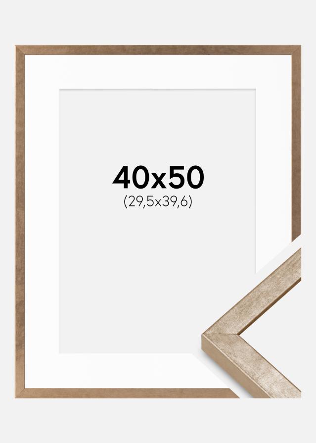 Cadre Ares Laiton 40x50 cm - Passe-partout Blanc 12x16 inches
