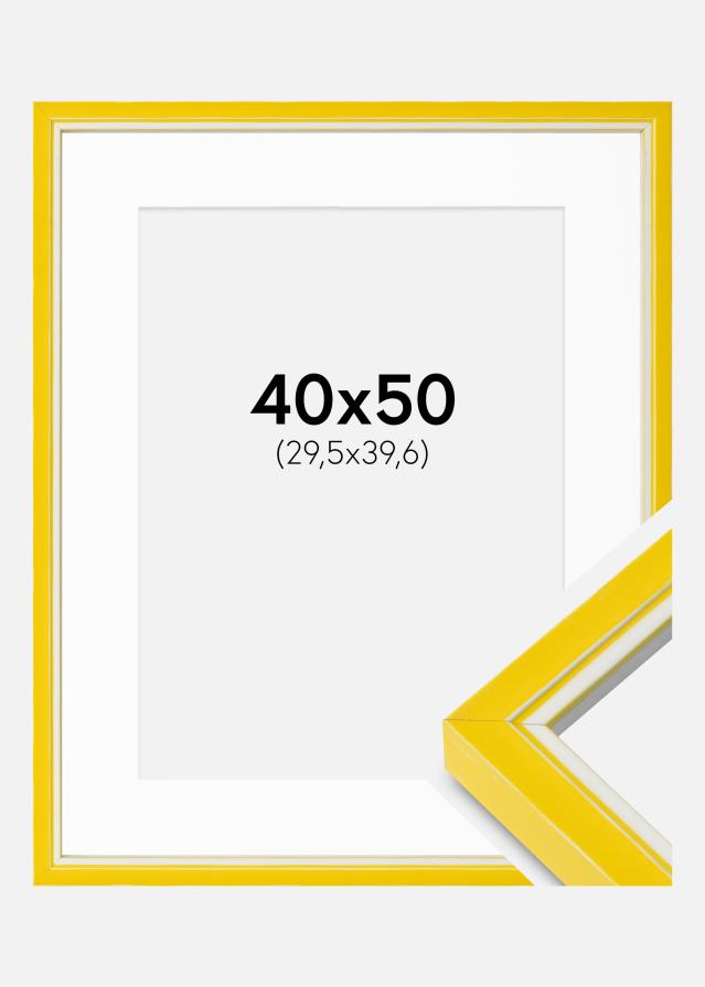 Cadre Diana Jaune 40x50 cm - Passe-partout Blanc 12x16 inches