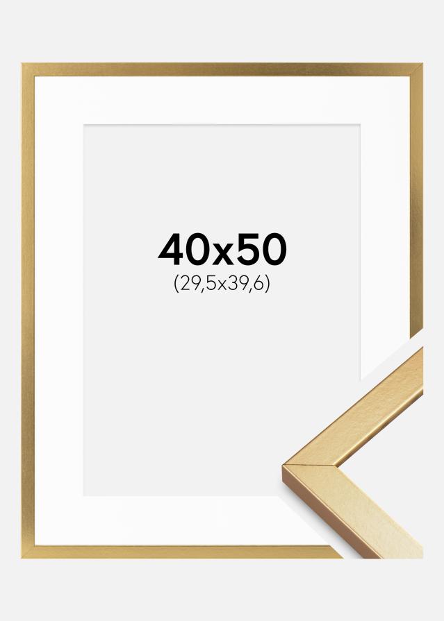 Cadre Minerva Or 40x50 cm - Passe-partout Blanc 12x16 inches