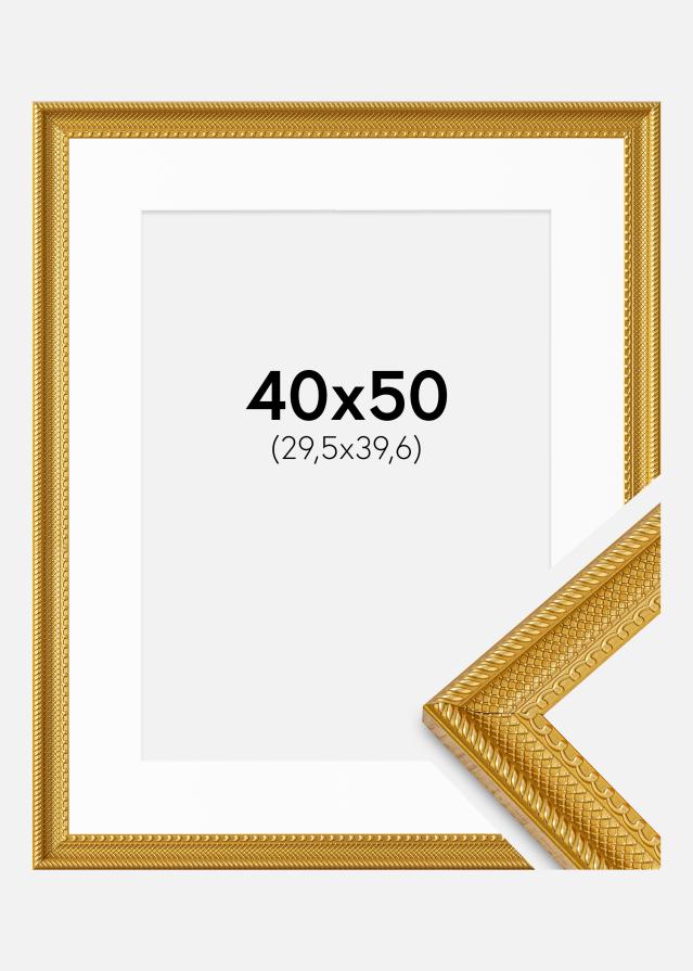 Cadre Lattice Or 40x50 cm - Passe-partout Blanc 12x16 inches