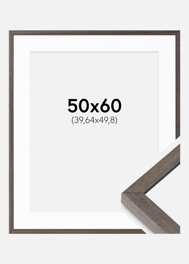 Cadre Ares Chêne Gris 50x60 cm - Passe-partout Blanc 16x20 inches