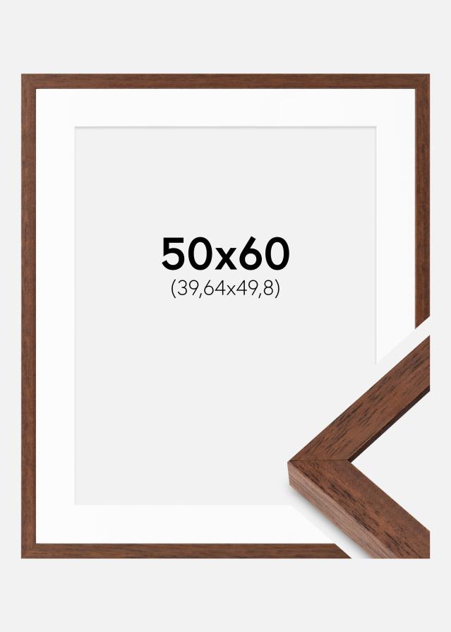 Cadre Hermes Teak 50x60 cm - Passe-partout Blanc 16x20 inches