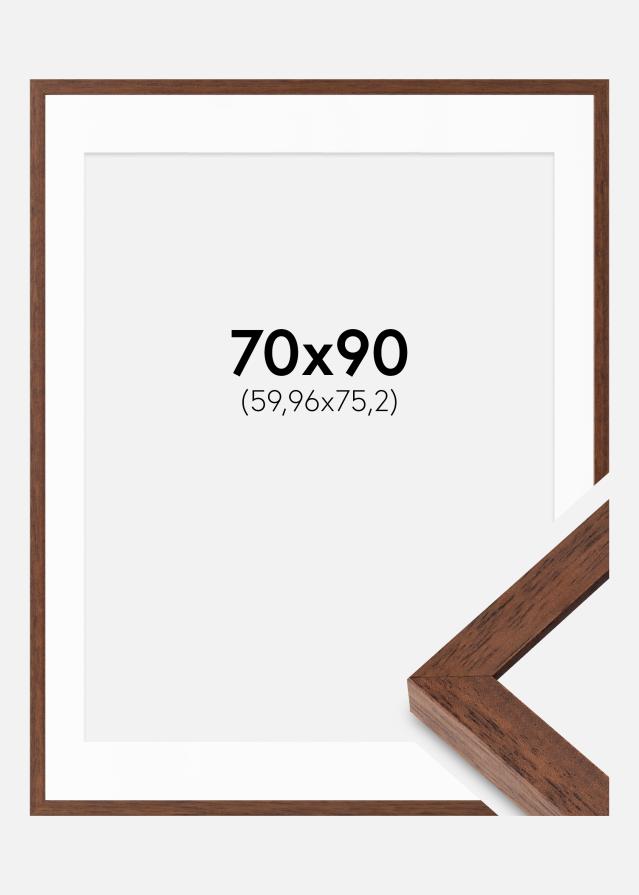 Cadre Hermes Teak 70x90 cm - Passe-partout Blanc 24x30 inches