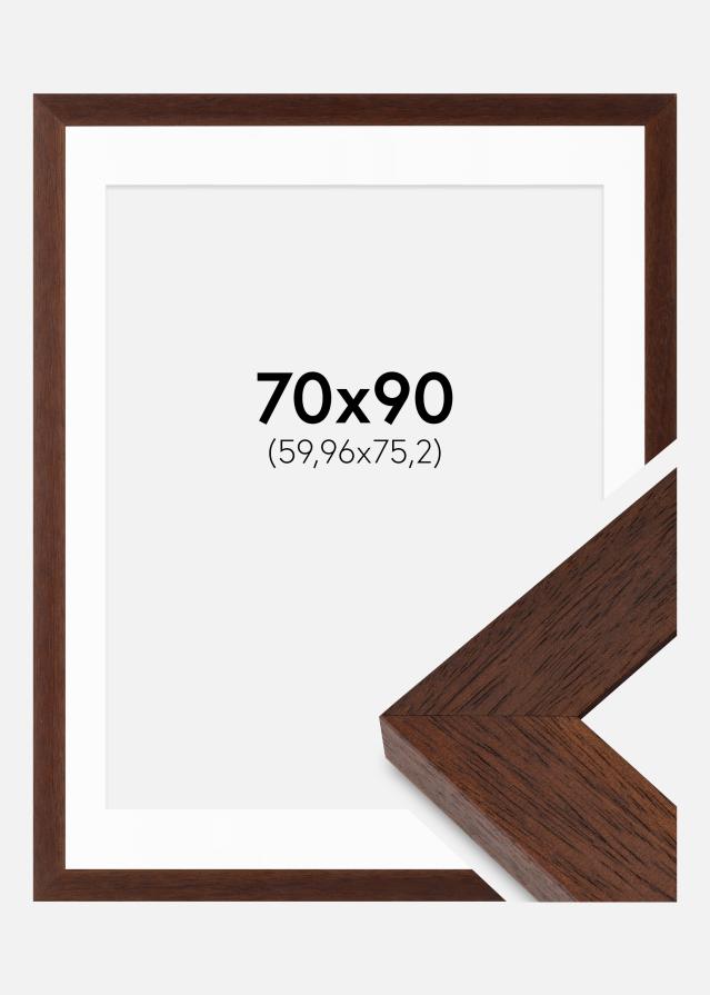 Cadre Juno Teak 70x90 cm - Passe-partout Blanc 24x30 inches
