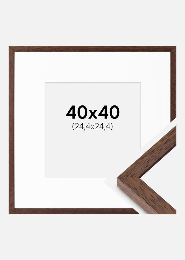 Cadre Ares Teak 40x40 cm - Passe-partout Blanc 10x10 inches