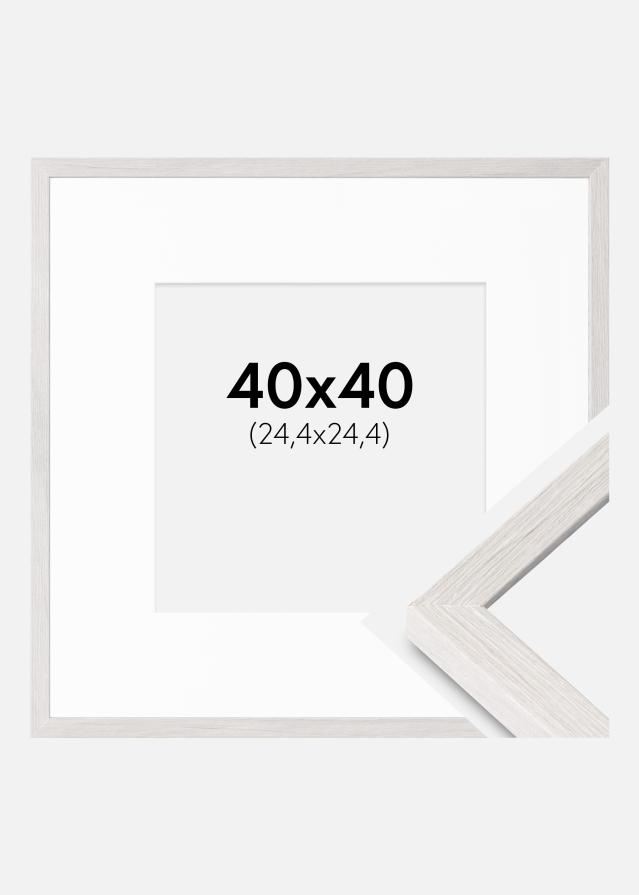 Cadre Ares Chêne Blanc 40x40 cm - Passe-partout Blanc 10x10 inches