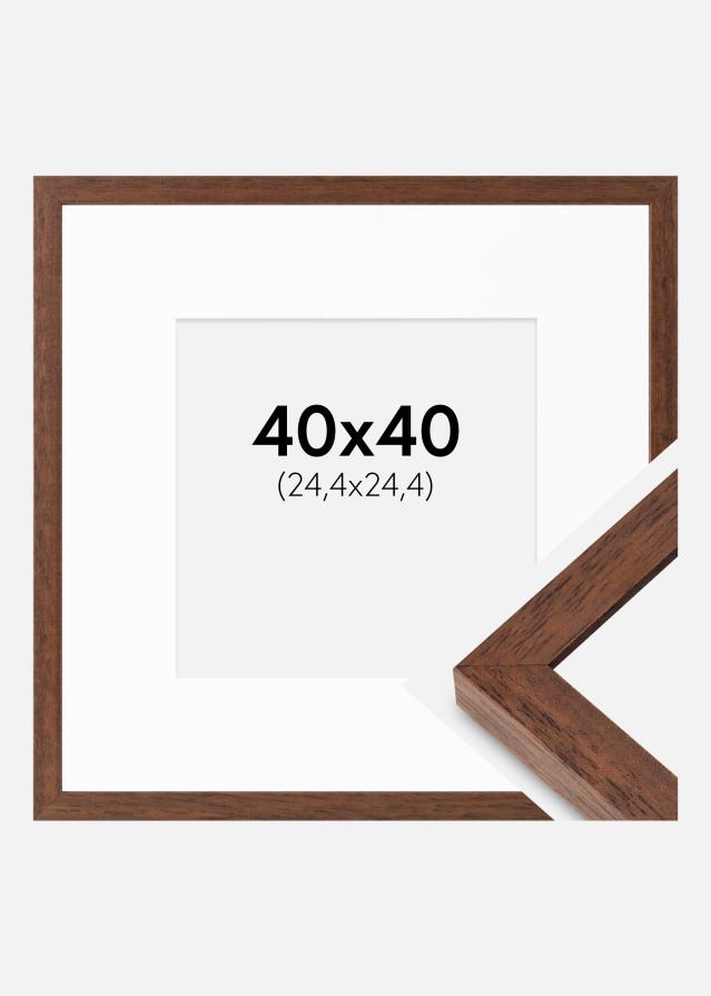 Cadre Hermes Teak 40x40 cm - Passe-partout Blanc 10x10 inches