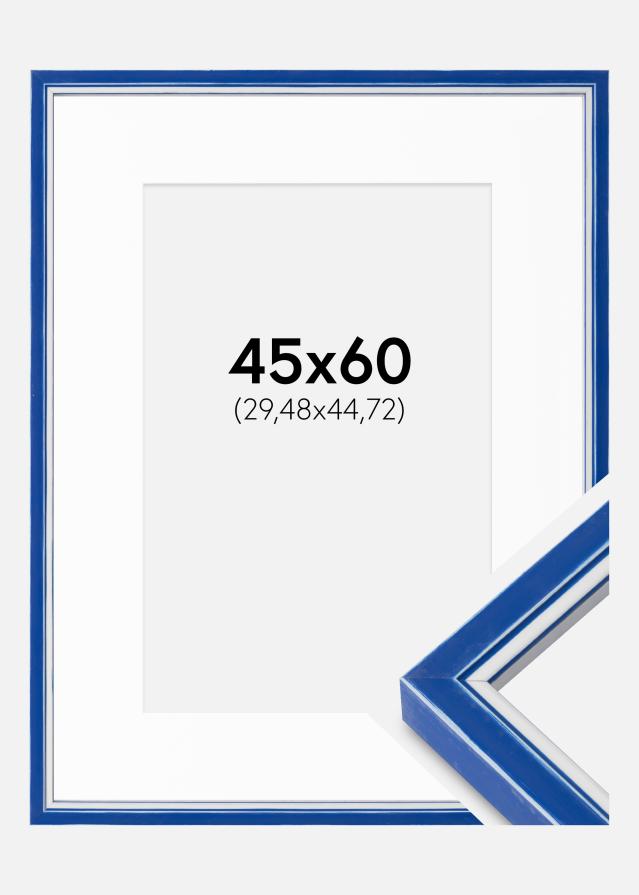 Cadre Diana Bleu 45x60 cm - Passe-partout Blanc 12x18 inches