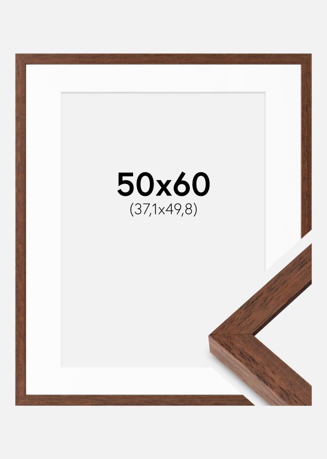 Cadre Hermes Teak 50x60 cm - Passe-partout Blanc 15x20 inches