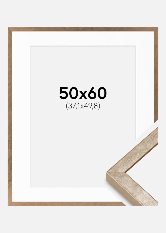 Cadre Ares Laiton 50x60 cm - Passe-partout Blanc 15x20 inches