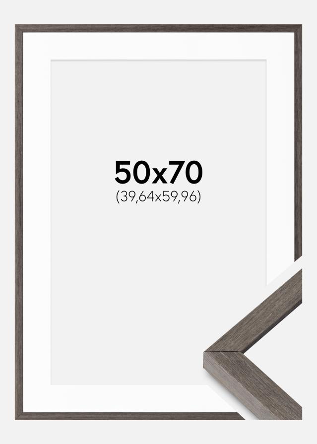 Cadre Ares Chêne Gris 50x70 cm - Passe-partout Blanc 16x24 inches