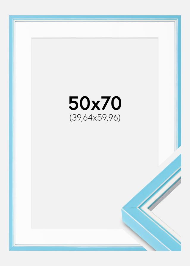 Cadre Diana Bleu Clair 50x70 cm - Passe-partout Blanc 16x24 inches