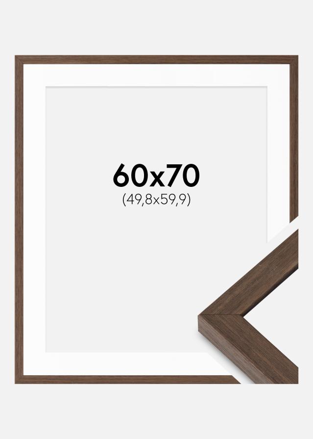 Cadre Hermes Noyer 60x70 cm - Passe-partout Blanc 20x24 inches