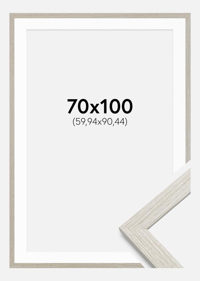 Cadre Stilren Chêne Gris Clair 70x100 cm - Passe-partout Blanc 24x36 inches