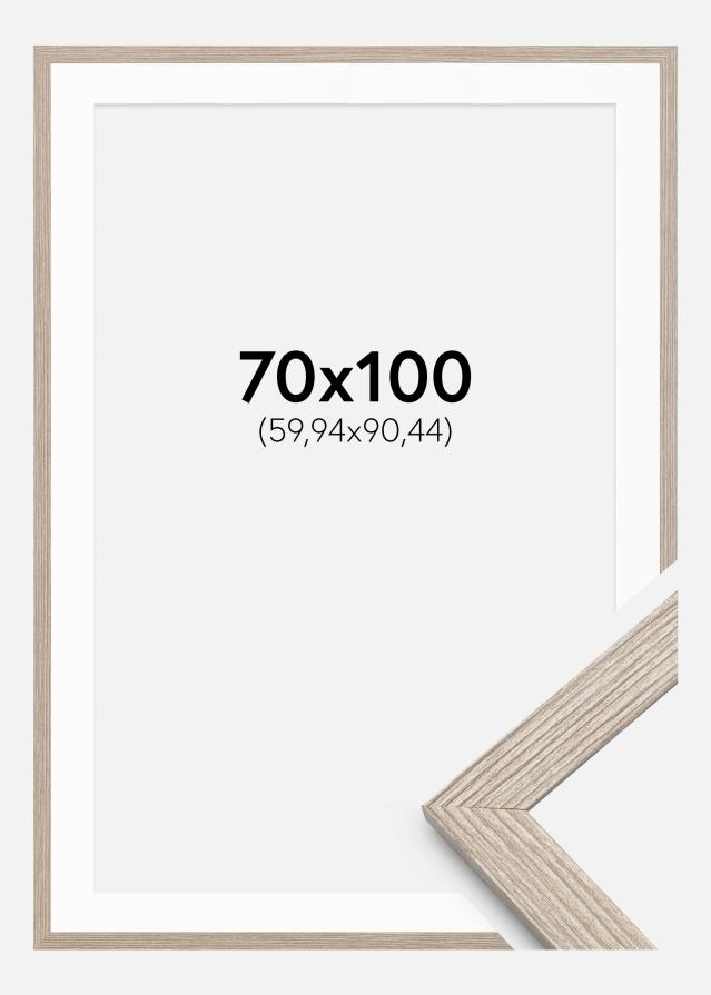Cadre Stilren Chêne Greige doux 70x100 cm - Passe-partout Blanc 24x36 inches