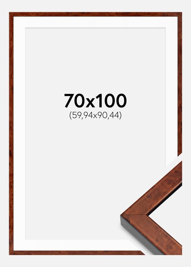 Cadre Hermes Noyer 70x100 cm - Passe-partout Blanc 24x36 inches