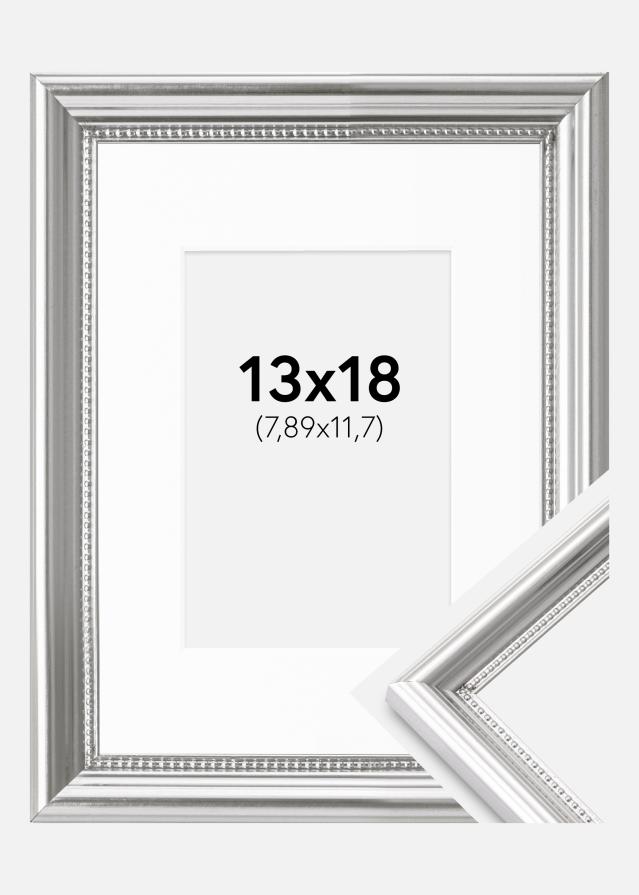 Cadre Gala Argent 13x18 cm - Passe-partout Blanc 3,5x5 inches