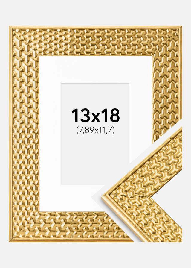 Cadre Grace Or 13x18 cm - Passe-partout Blanc 3,5x5 inches