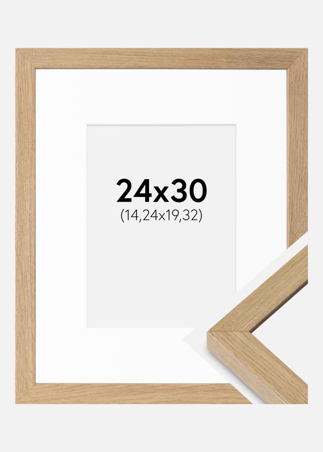 Cadre Hermes Chêne Naturel 24x30 cm - Passe-partout Blanc 6x8 inches