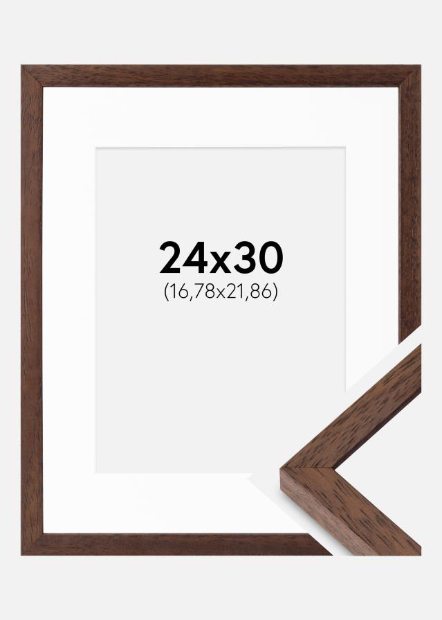 Cadre Ares Teak 24x30 cm - Passe-partout Blanc 7x9 inches