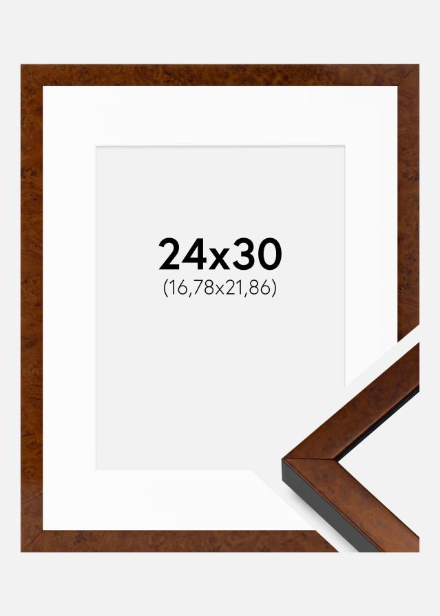 Cadre Ares Noyer 24x30 cm - Passe-partout Blanc 7x9 inches