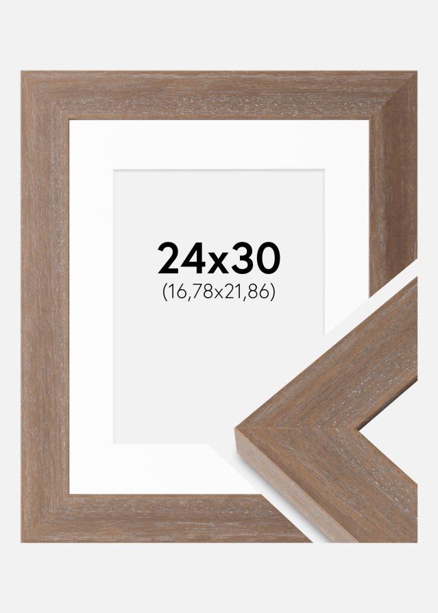 Cadre Juno Gris 24x30 cm - Passe-partout Blanc 7x9 inches