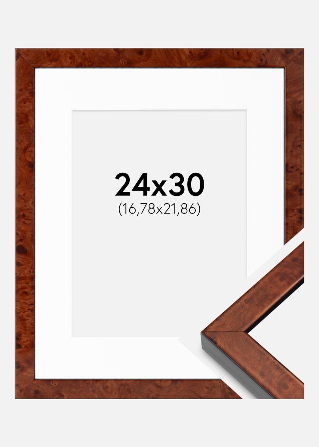 Cadre Hermes Noyer 24x30 cm - Passe-partout Blanc 7x9 inches