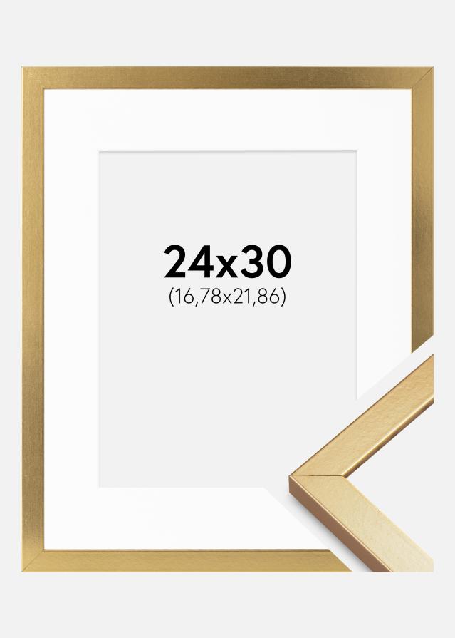 Cadre Minerva Or 24x30 cm - Passe-partout Blanc 7x9 inches