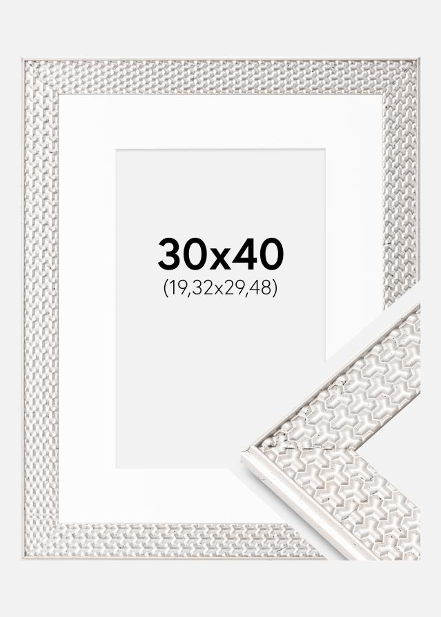 Cadre Grace Argent 30x40 cm - Passe-partout Blanc 8x12 inches