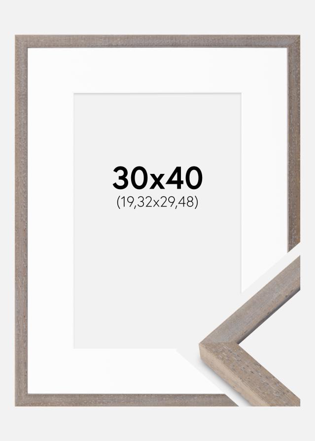 Cadre Ares Gris 30x40 cm - Passe-partout Blanc 8x12 inches