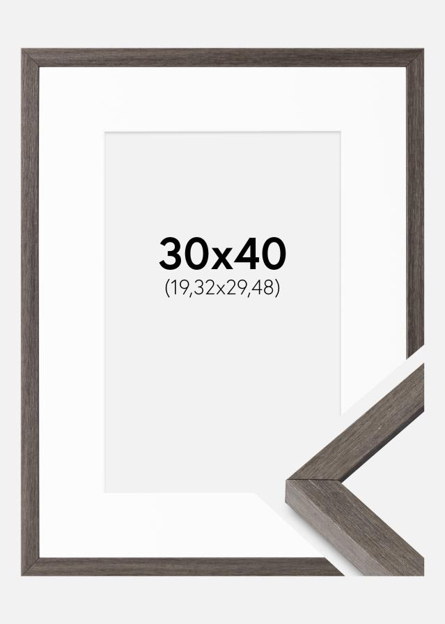 Cadre Ares Chêne Gris 30x40 cm - Passe-partout Blanc 8x12 inches