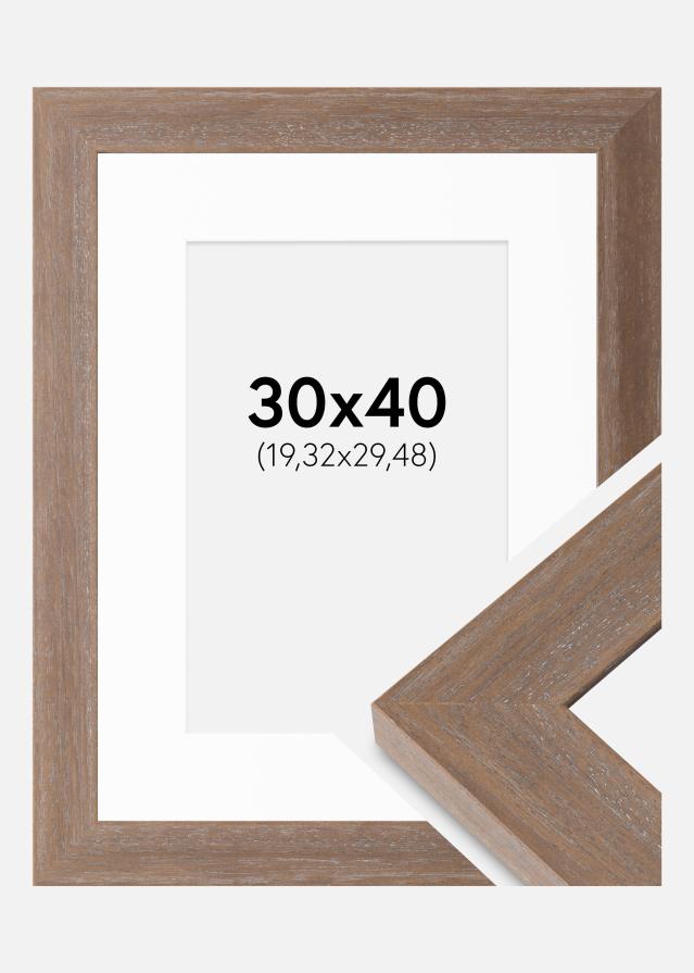 Cadre Juno Gris 30x40 cm - Passe-partout Blanc 8x12 inches