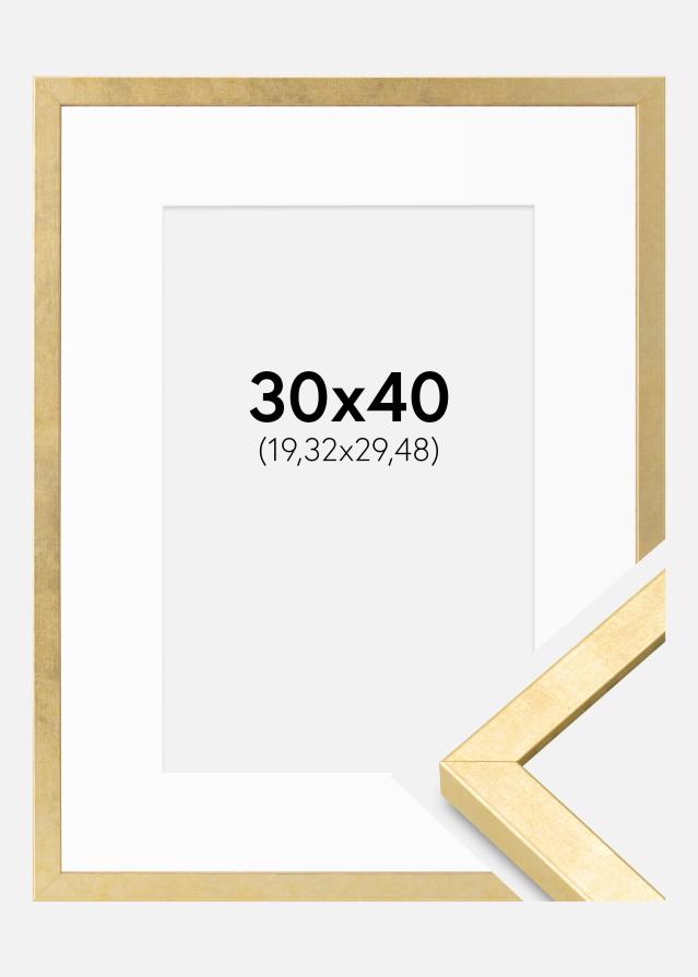 Cadre Ares Or 30x40 cm - Passe-partout Blanc 8x12 inches