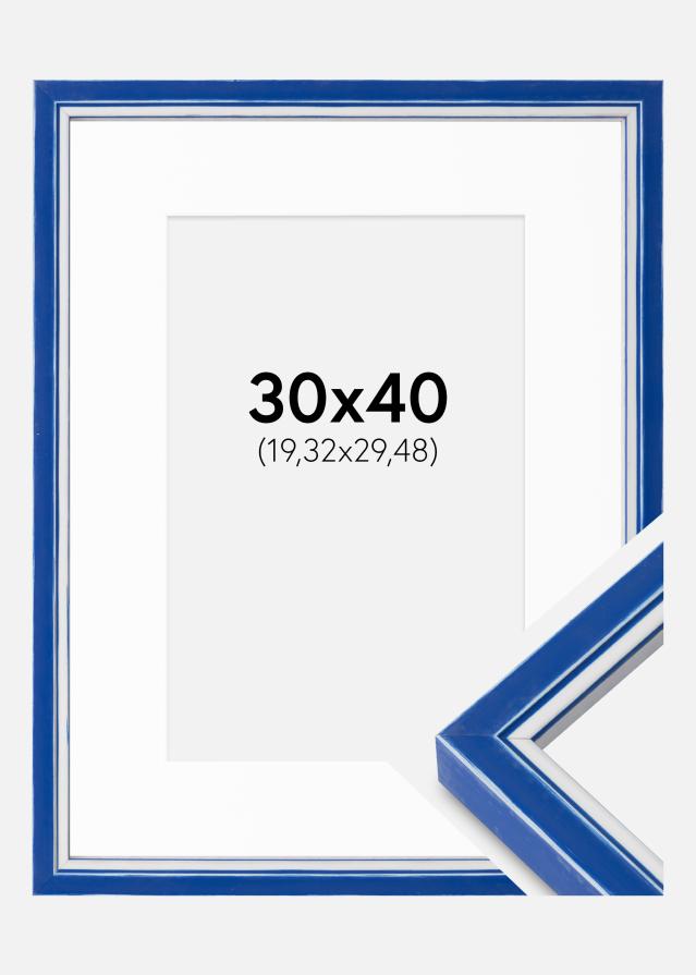 Cadre Diana Bleu 30x40 cm - Passe-partout Blanc 8x12 inches