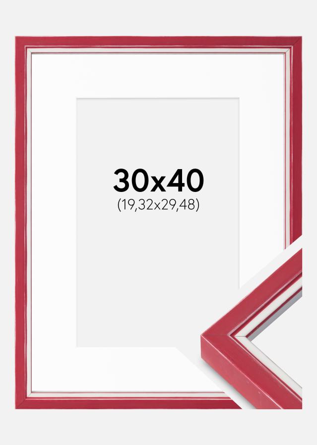 Cadre Diana Rouge 30x40 cm - Passe-partout Blanc 8x12 inches