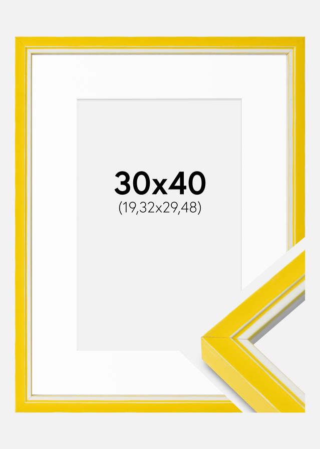 Cadre Diana Jaune 30x40 cm - Passe-partout Blanc 8x12 inches