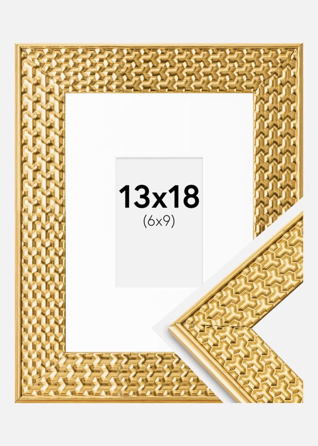 Cadre Grace Or 13x18 cm - Passe-partout Blanc 7x10 cm
