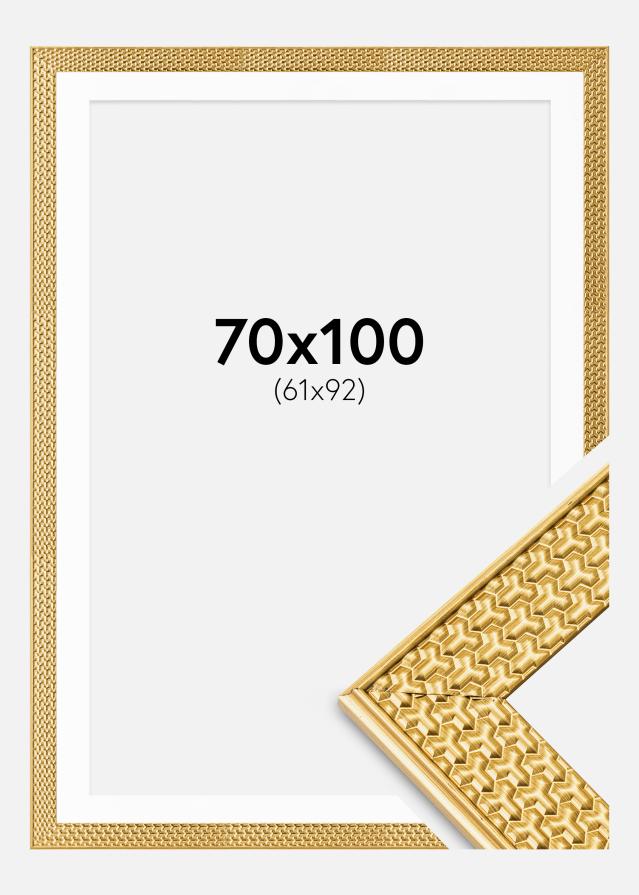 Cadre Grace Or 70x100 cm - Passe-partout Blanc 62x93 cm
