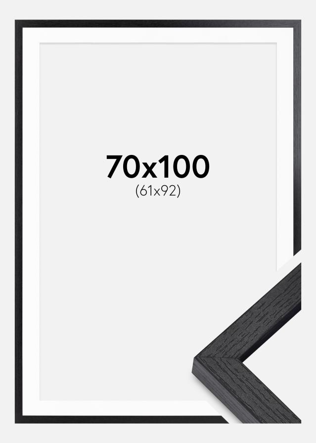 BGA Cadre Boîte Noir 70x100 cm - Passe-partout Blanc 62x93 cm