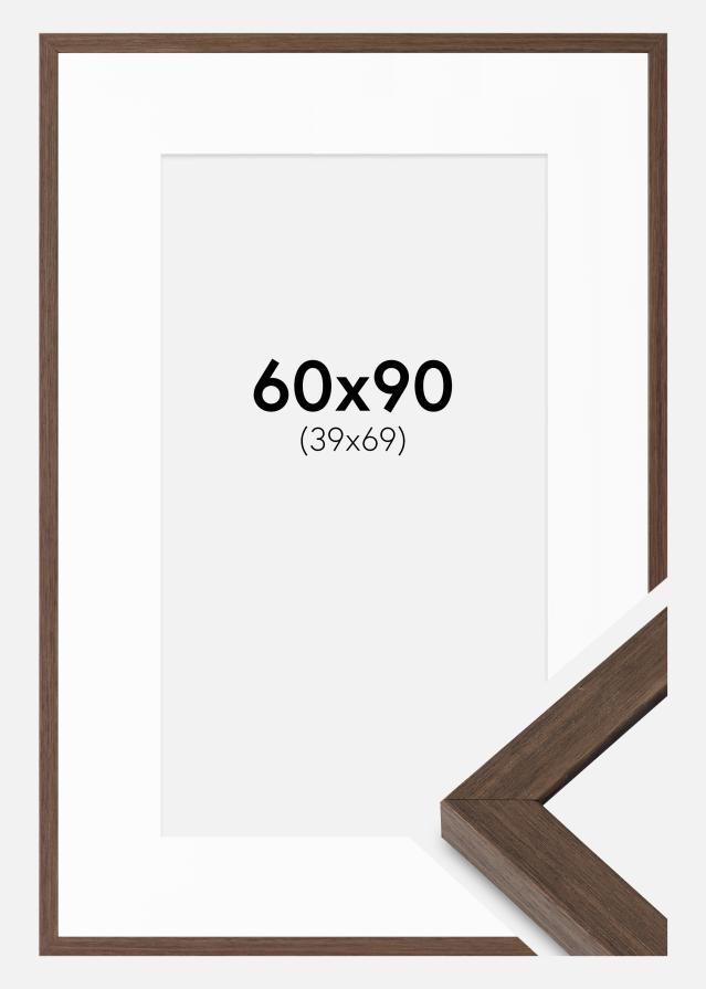 Cadre Hermes Noyer 60x90 cm - Passe-partout Blanc 40x70 cm