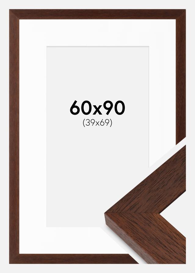 Cadre Juno Teak 60x90 cm - Passe-partout Blanc 40x70 cm
