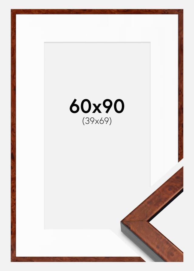 Cadre Hermes Noyer 60x90 cm - Passe-partout Blanc 40x70 cm