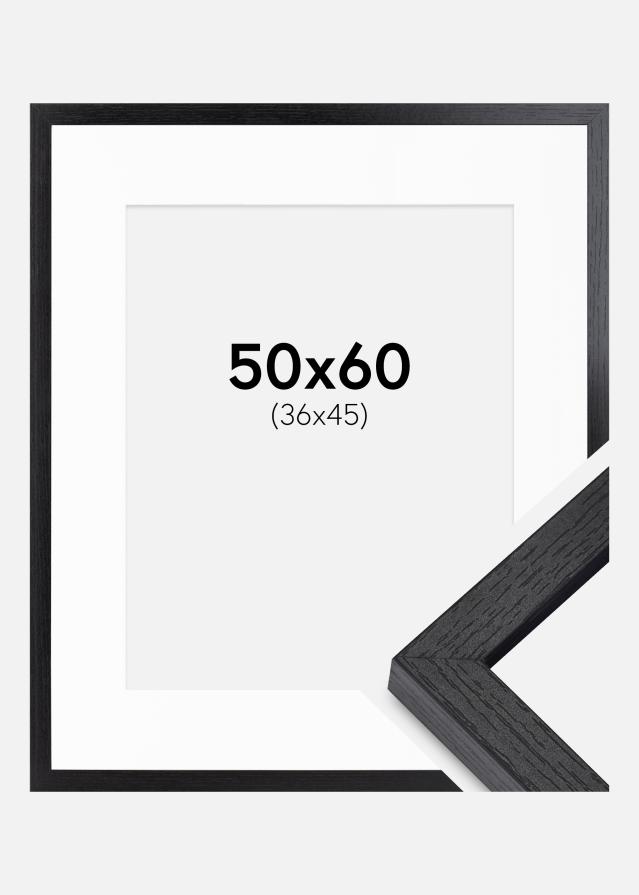 BGA Cadre Boîte Noir 50x60 cm - Passe-partout Blanc 37x46 cm